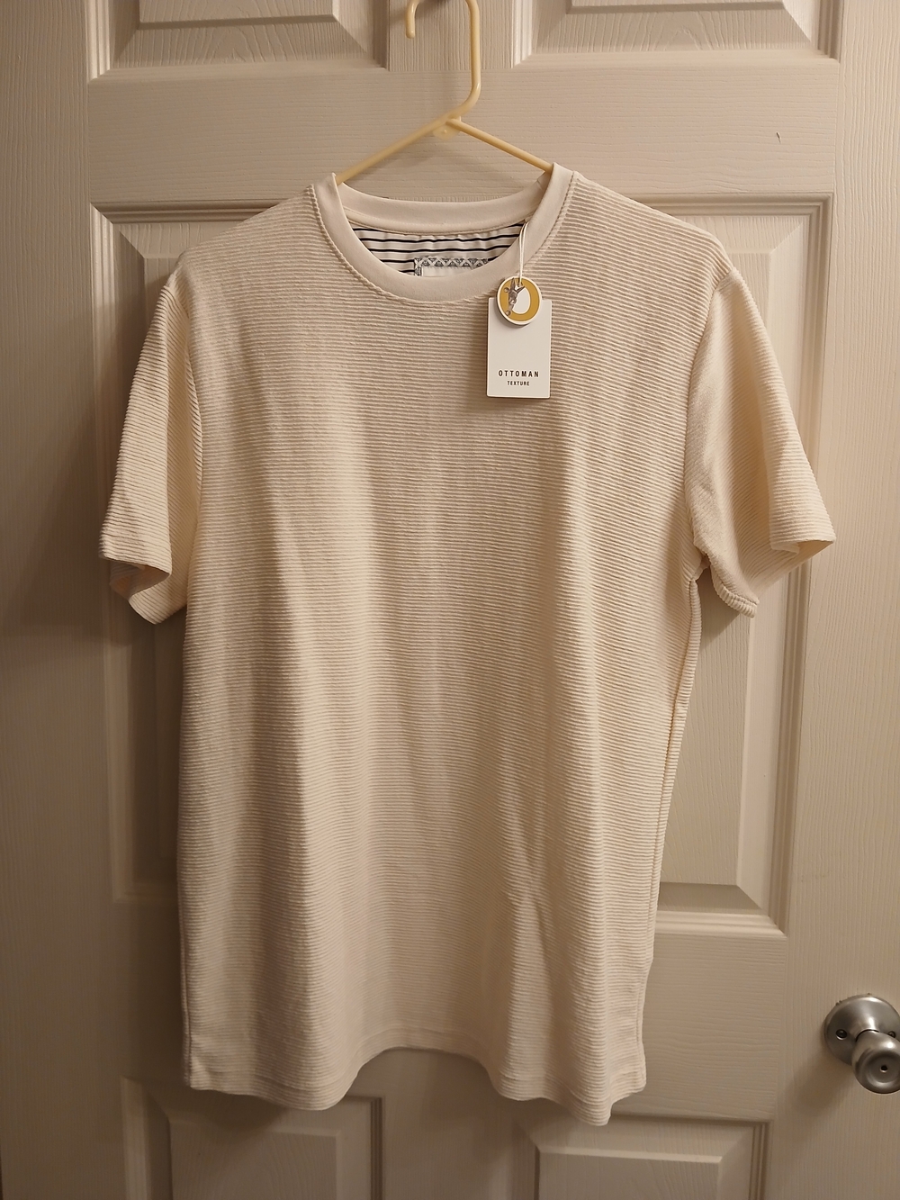 Ottoman Textures Cream Ribbed Crew Neck Short Sleeve Tee
